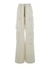 Rick Owens Cargobelas White Pants With Patched Cargo Pockets In Acetate And Viscose Blend Woman