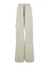 Rick Owens Cargobelas White Pants With Patched Cargo Pockets In Acetate And Viscose Blend Woman In White