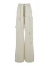 Rick Owens Cargobelas White Pants With Patched Cargo Pockets In Acetate And Viscose Blend Woman In White
