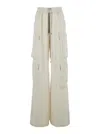 Rick Owens Cargobelas White Pants With Patched Cargo Pockets In Acetate And Viscose Blend Woman In Neutral