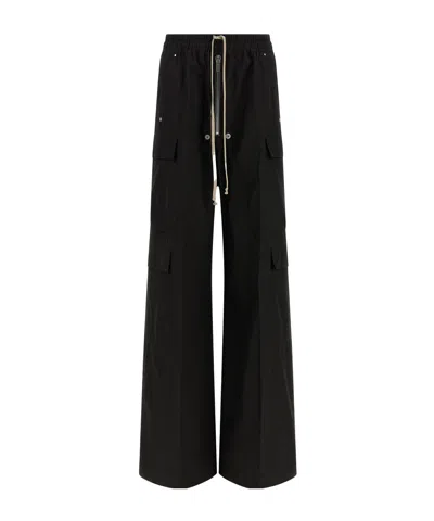 Rick Owens Cargobelas Drawstring Elasticated Trousers In Black