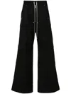Rick Owens Mens Cargobelas Flared Wide-leg Relaxed-fit Woven Trousers Black