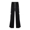 Rick Owens Wide-leg Trousers With High Waist And Utility Pockets In Black