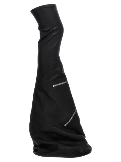 Rick Owens Cargoflares Zip-embellished Leather Boots In Black