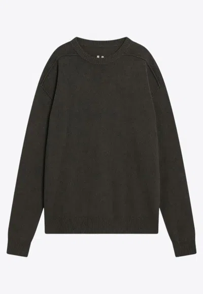 Rick Owens Cashmere And Wool Crewneck Sweater In Green