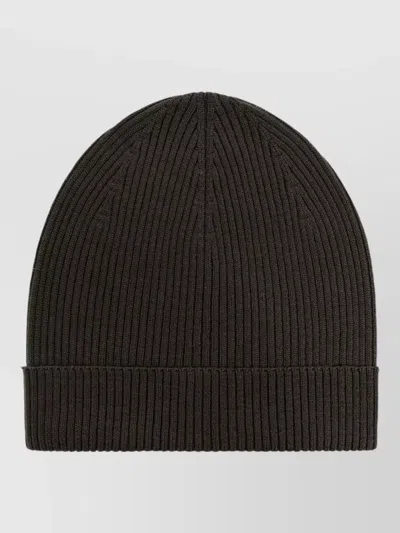 Rick Owens Cashmere Beanie Hat Folded Cuff Ribbed In Brown
