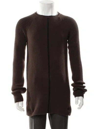 Pre-owned Rick Owens Cashmere Crew Neck Cardigan In Brown