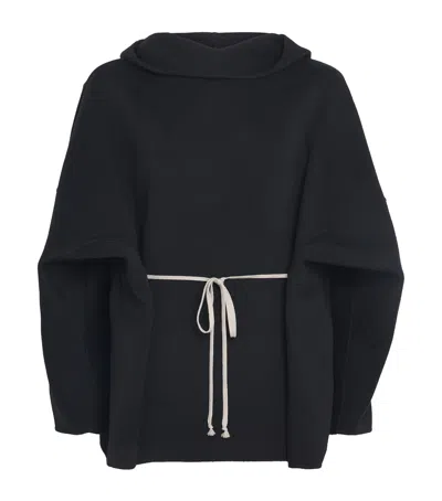 RICK OWENS CASHMERE DOUBLE-FACED TUNIC HOODIE