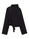 Rick Owens Cashmere Jacket With Asymmetric Collar And Diagonal Closure In Black
