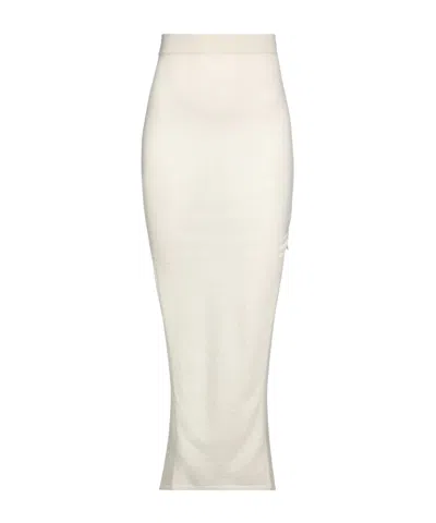 Rick Owens Cashmere Knit Midi Skirt In White