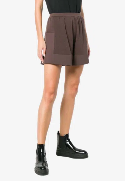 Rick Owens Cashmere Knitted Mini Shorts In Brown