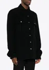 Rick Owens Long-line Felted Cotton Shirt In Black