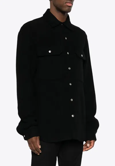 Rick Owens Cashmere Shirt Jacket In Black