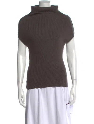 Pre-owned Rick Owens Cashmere Turtleneck Top W/ Tags In Brown