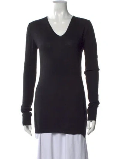 Pre-owned Rick Owens Cashmere V-neck Sweater In Black