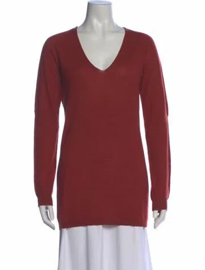 Pre-owned Rick Owens Cashmere V-neck Sweater In Burgundy