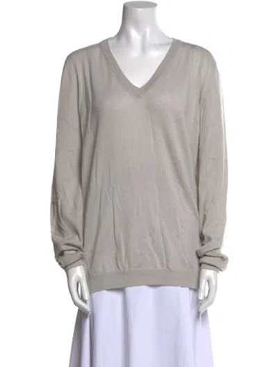 Pre-owned Rick Owens Cashmere V-neck Sweater In Gray