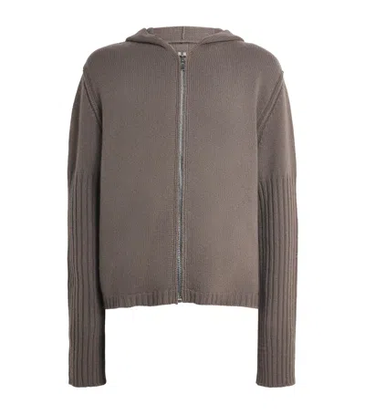 Rick Owens Cashmere Zip-up Hoodie In Brown