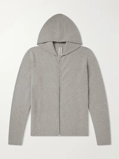 Rick Owens Hooded Mens Sweatshirt Elasticated Edge Hem In Gray