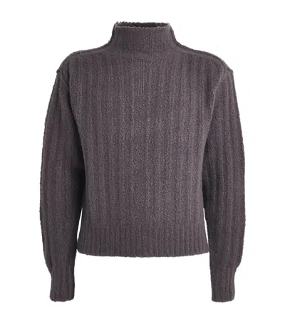 Rick Owens Cashmere-silk Funnel-neck Sweater In Brown