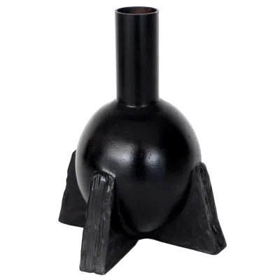 Pre-owned Rick Owens Cast Bronze Duck Neck Vase Black Patina Signed