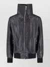 Rick Owens Casual High Collar Jacket With Snap Button Pockets In Gray
