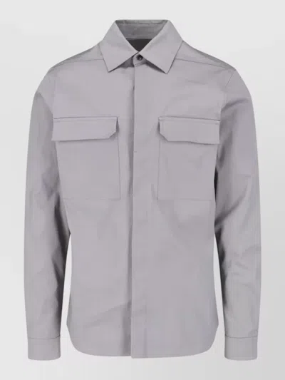Rick Owens Casual Jacket Buttoned Cuffs Front Flap Pockets In White