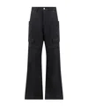 Rick Owens Stefan Flared Grain De Poudre Wool Cargo Trousers In Black