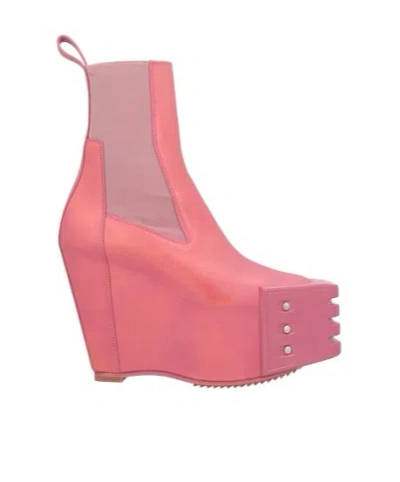 Rick Owens Casual Platform Leather Boots In Purple
