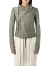 Rick Owens Celadon Low Neck Biker Jacket