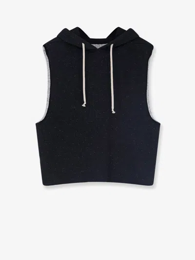 Rick Owens Certified Wool And Cotton Sleeveless Sweatshirt In Black