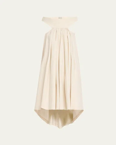 Rick Owens Chalice Cutout Gathered High-low Midi Dress In Dinge