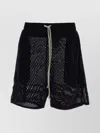 Rick Owens Perforated Cotton Bermuda Shorts In Black