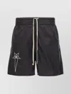 Rick Owens Champion Elastic Waistband Bermuda Shorts With Side Pockets In Black