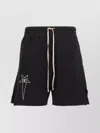 Rick Owens Champion Elastic Waistband Bermuda Shorts With Side Pockets In Black