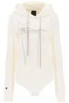 Rick Owens Champion X Hooded Bodysuit In Milk
