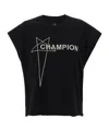 Rick Owens Champion X Owens Crew Neck Graphic Top In Black
