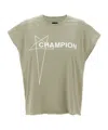 Rick Owens Champion X Owens Crew Neck Graphic Top In Green