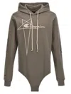 Rick Owens Champion X Hooded Bodysuit In Gray
