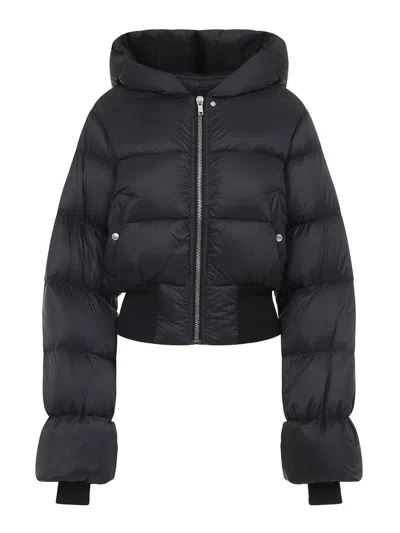 Rick Owens Cropped Puffer Jacket With High Collar In Black