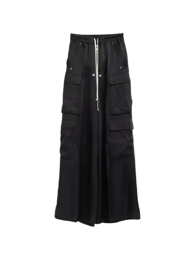 Rick Owens Charmeuse Cargo Pants With Drop Crotch And Wide Leg In Multi