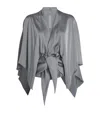 Rick Owens Womens Washed Indigo Half Moon Draped Satin Top In Gray