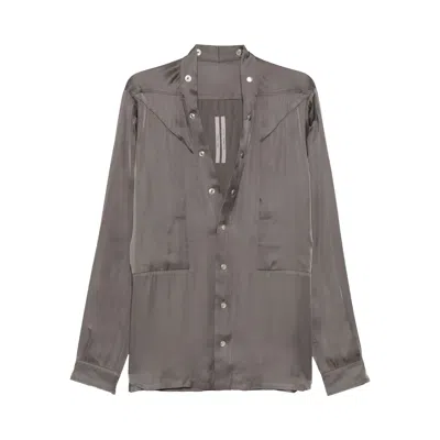 Pre-owned Rick Owens Charmeuse Larry Fogpocket Shirt 'dust' | Grey | Men's Size 48