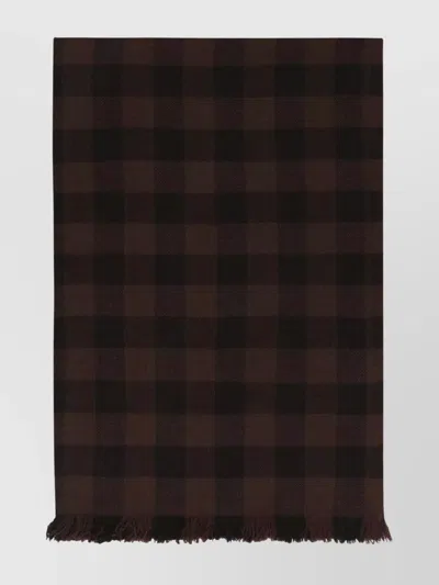 Rick Owens Check Pattern Wool And Cashmere Scarf In Black