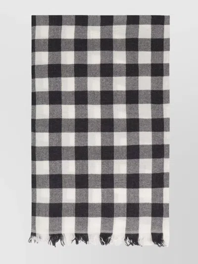 Rick Owens Check Pattern Wool And Cashmere Scarf In Black