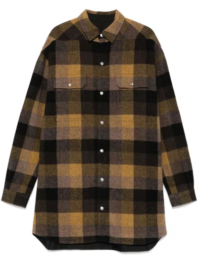Rick Owens Tan Porterville Check Shirt In 62p Honey Plaid