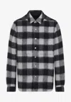 Rick Owens Checked Pattern Long Sleeve Outer Shirt In Black