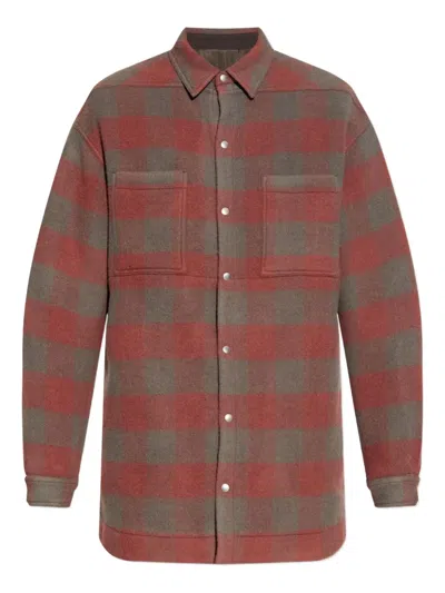 RICK OWENS CHECKED WOOL OVERSHIRT