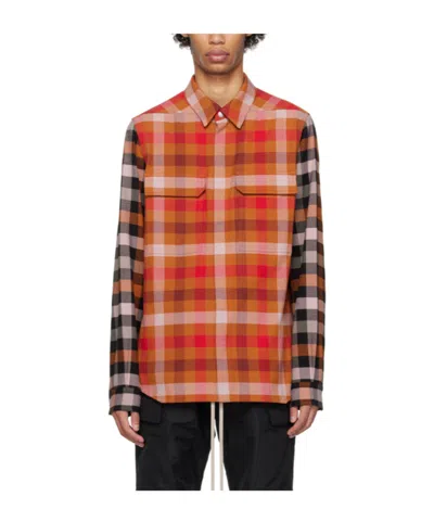 Rick Owens Checkered Shirt In Brown