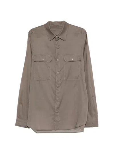 Rick Owens Chest-pocket Long-sleeve Shirt Jacket In Gray